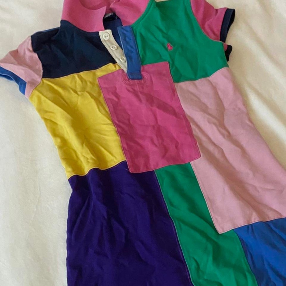 Rare Vintage Pastel Patch Work Ralph Lauren Dress